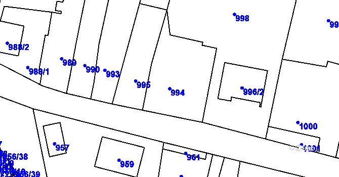 Parcela st. 994 v KÚ Pudlov, Katastrální mapa