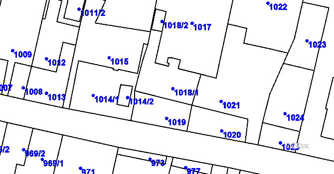 Parcela st. 1018 v KÚ Pudlov, Katastrální mapa
