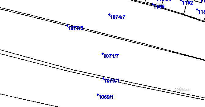 Parcela st. 1071/7 v KÚ Pudlov, Katastrální mapa