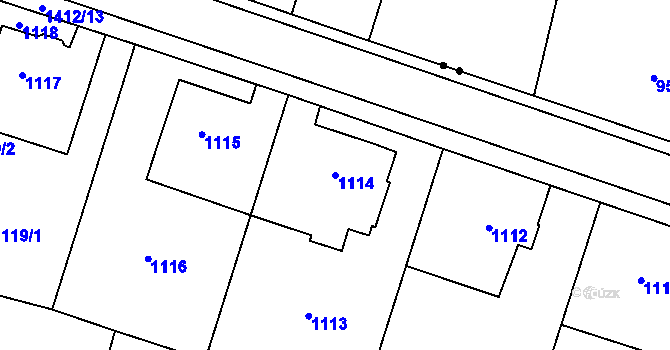 Parcela st. 1114 v KÚ Pudlov, Katastrální mapa
