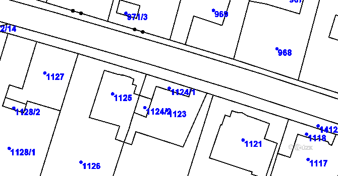 Parcela st. 1124/1 v KÚ Pudlov, Katastrální mapa