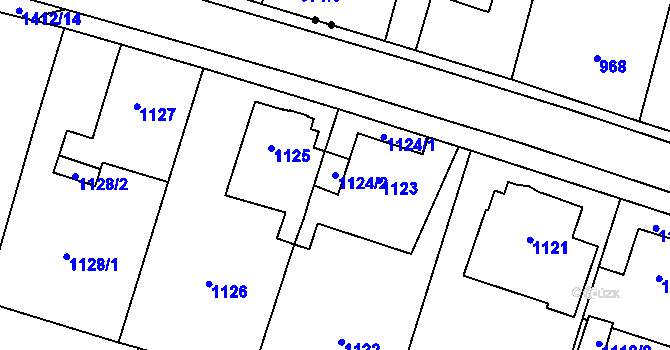 Parcela st. 1124/2 v KÚ Pudlov, Katastrální mapa