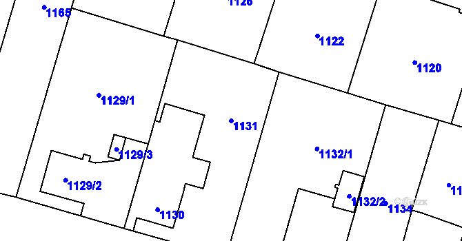Parcela st. 1131 v KÚ Pudlov, Katastrální mapa