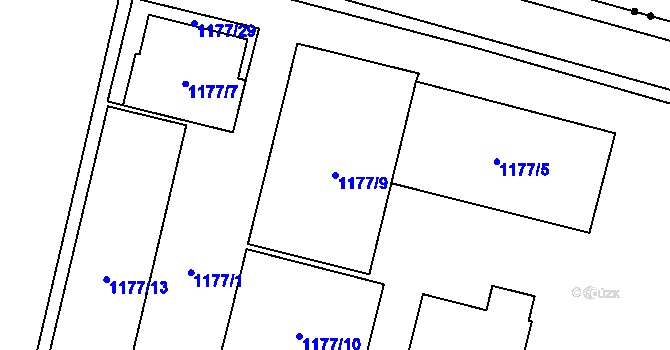 Parcela st. 1177/9 v KÚ Pudlov, Katastrální mapa