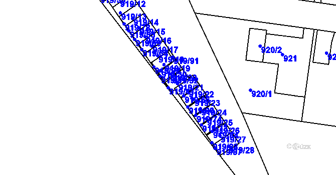 Parcela st. 919/41 v KÚ Pudlov, Katastrální mapa