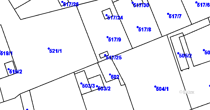 Parcela st. 517/25 v KÚ Pudlov, Katastrální mapa
