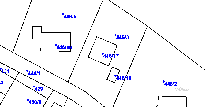 Parcela st. 446/17 v KÚ Pudlov, Katastrální mapa