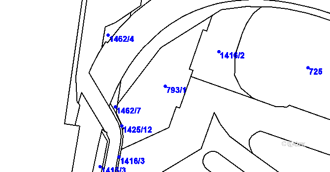 Parcela st. 793/1 v KÚ Pudlov, Katastrální mapa