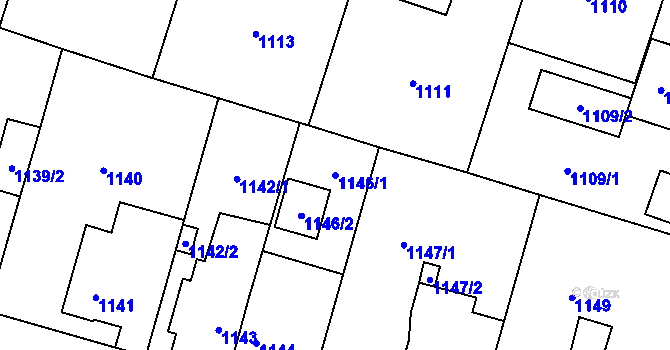 Parcela st. 1146/1 v KÚ Pudlov, Katastrální mapa
