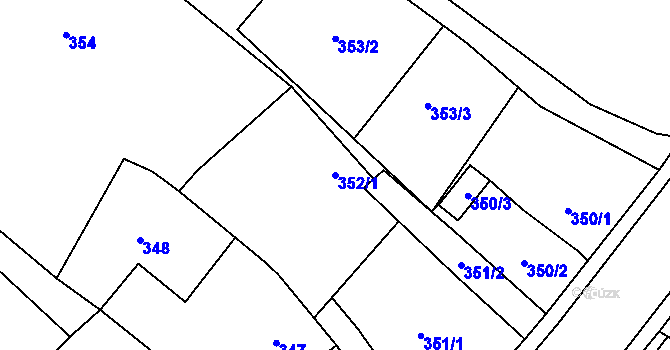 Parcela st. 352/1 v KÚ Pudlov, Katastrální mapa
