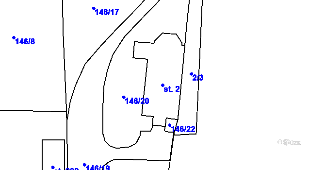 Parcela st. 2 v KÚ Puklice, Katastrální mapa