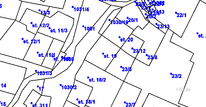 Parcela st. 19 v KÚ Puklice, Katastrální mapa