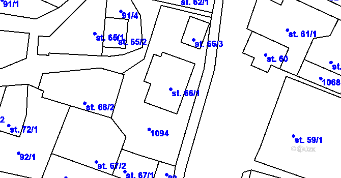 Parcela st. 66/1 v KÚ Puklice, Katastrální mapa
