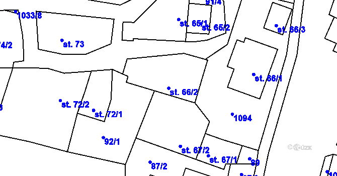 Parcela st. 66/2 v KÚ Puklice, Katastrální mapa
