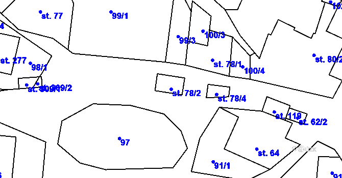 Parcela st. 78/2 v KÚ Puklice, Katastrální mapa