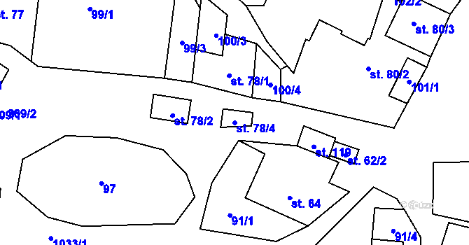 Parcela st. 78/4 v KÚ Puklice, Katastrální mapa