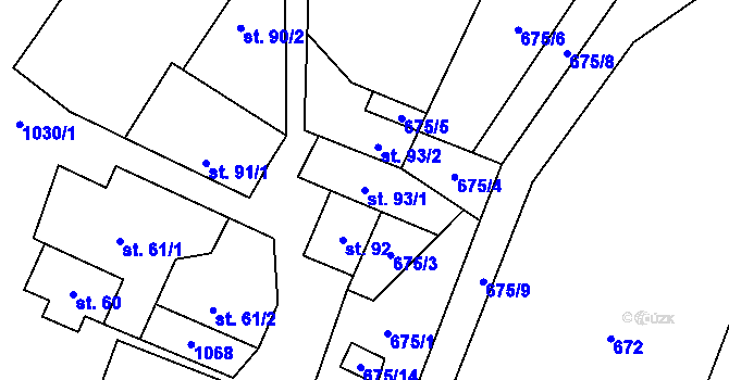 Parcela st. 93/1 v KÚ Puklice, Katastrální mapa