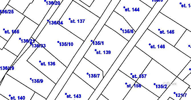 Parcela st. 139 v KÚ Puklice, Katastrální mapa
