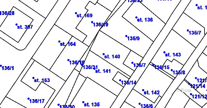Parcela st. 140 v KÚ Puklice, Katastrální mapa
