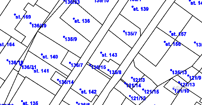 Parcela st. 143 v KÚ Puklice, Katastrální mapa