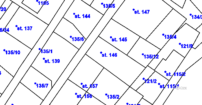 Parcela st. 146 v KÚ Puklice, Katastrální mapa