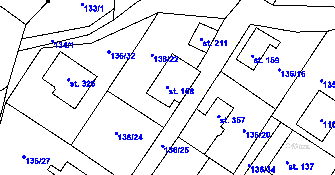 Parcela st. 168 v KÚ Puklice, Katastrální mapa