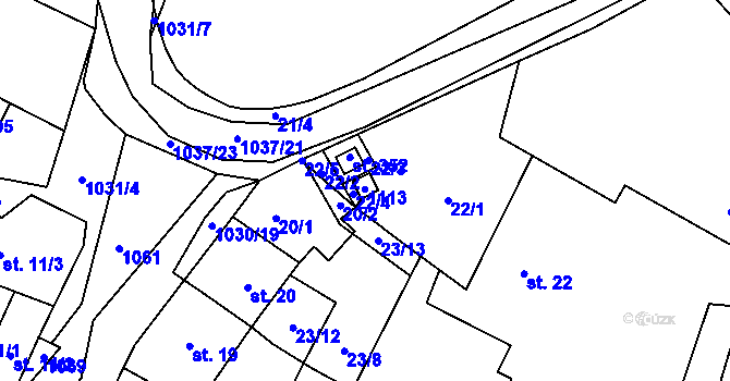 Parcela st. 174 v KÚ Puklice, Katastrální mapa