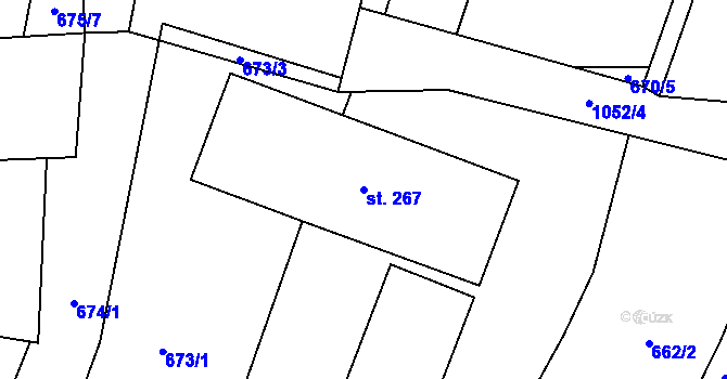 Parcela st. 267 v KÚ Puklice, Katastrální mapa