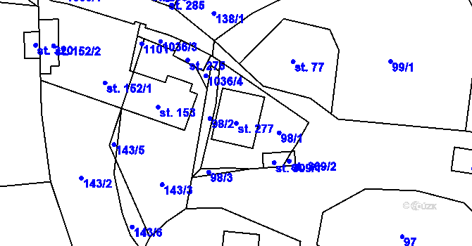 Parcela st. 277 v KÚ Puklice, Katastrální mapa