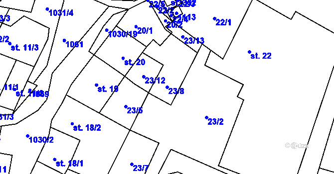 Parcela st. 23/8 v KÚ Puklice, Katastrální mapa