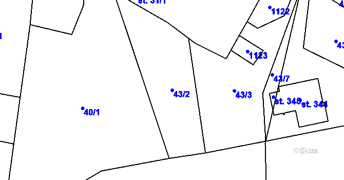 Parcela st. 43/2 v KÚ Puklice, Katastrální mapa