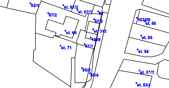 Parcela st. 87/1 v KÚ Puklice, Katastrální mapa