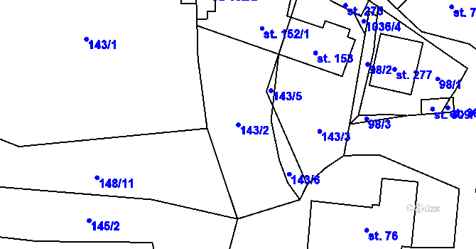 Parcela st. 143/2 v KÚ Puklice, Katastrální mapa