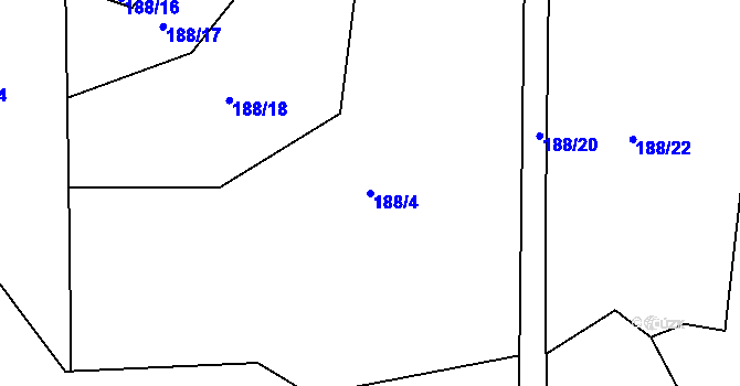 Parcela st. 188/4 v KÚ Puklice, Katastrální mapa