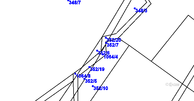 Parcela st. 352/6 v KÚ Puklice, Katastrální mapa