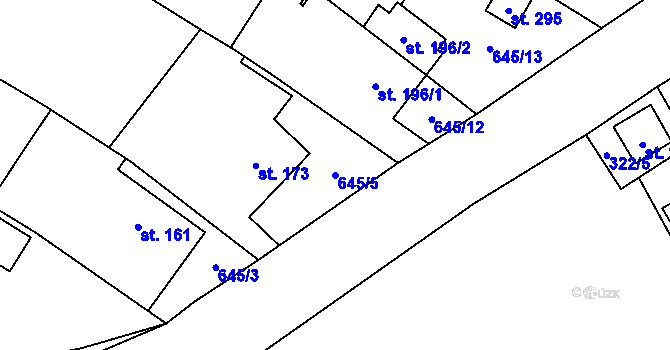 Parcela st. 645/5 v KÚ Puklice, Katastrální mapa