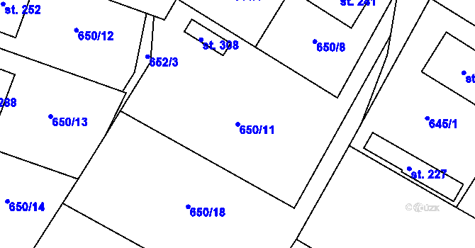 Parcela st. 650/11 v KÚ Puklice, Katastrální mapa