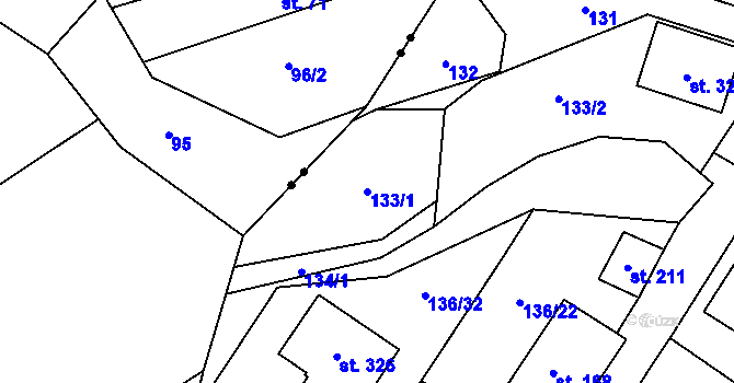 Parcela st. 133/1 v KÚ Puklice, Katastrální mapa