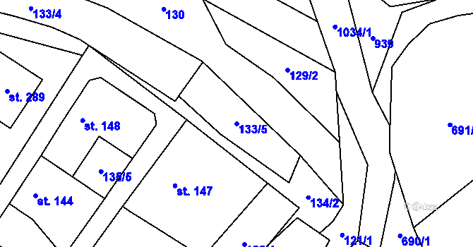 Parcela st. 133/5 v KÚ Puklice, Katastrální mapa