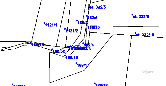 Parcela st. 182/4 v KÚ Puklice, Katastrální mapa