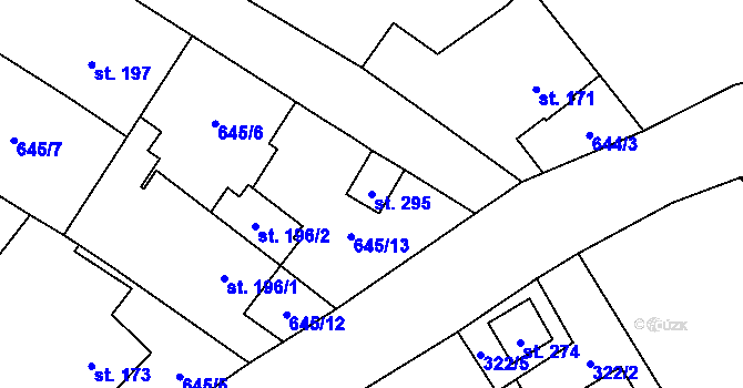 Parcela st. 295 v KÚ Puklice, Katastrální mapa