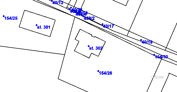 Parcela st. 302 v KÚ Puklice, Katastrální mapa