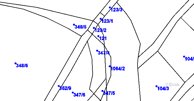 Parcela st. 347/4 v KÚ Puklice, Katastrální mapa