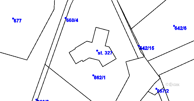 Parcela st. 327 v KÚ Puklice, Katastrální mapa
