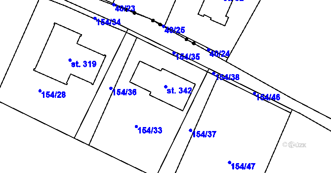Parcela st. 342 v KÚ Puklice, Katastrální mapa