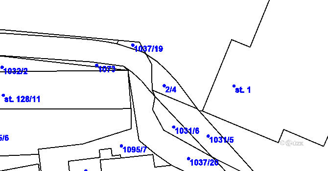 Parcela st. 2/4 v KÚ Puklice, Katastrální mapa