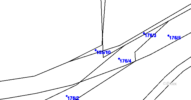 Parcela st. 155/10 v KÚ Puklice, Katastrální mapa