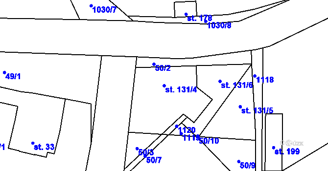 Parcela st. 131/4 v KÚ Puklice, Katastrální mapa
