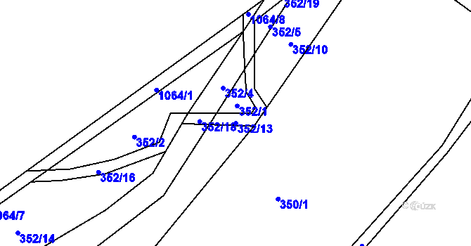 Parcela st. 352/13 v KÚ Puklice, Katastrální mapa
