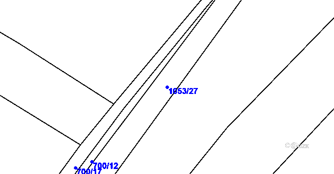 Parcela st. 1053/27 v KÚ Puklice, Katastrální mapa